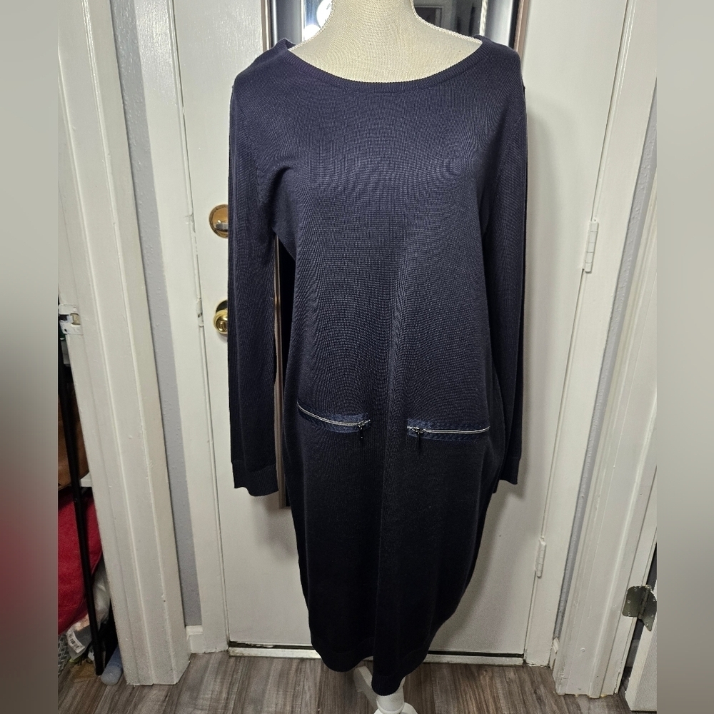 Marc New York Blue Sweater Dress Long Sleeve Sz XL